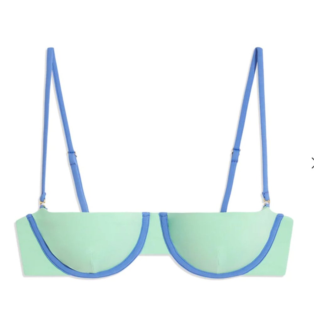 NWT - WeWoreWhat Mint Green & Blue Balconette Bikini Top